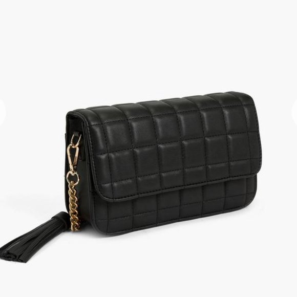 Jizzle Woven Tassel Crossbody-Black - Picture 1 of 6